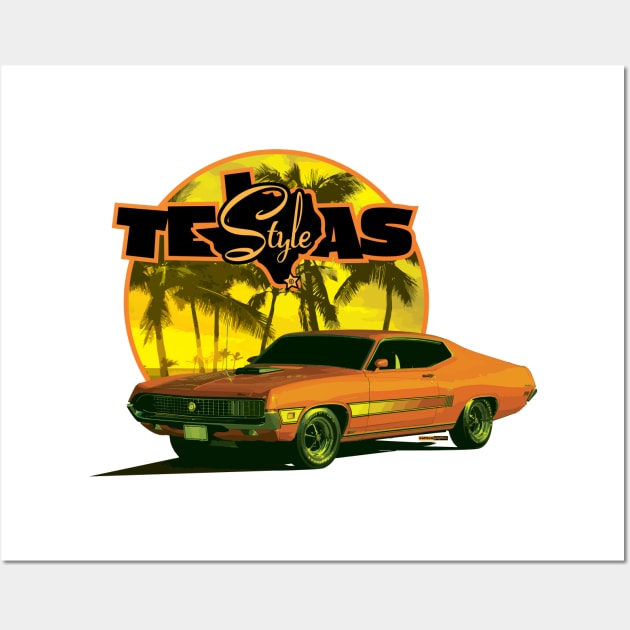 Texas-Style 1970 Torino Beach scene bold yellow and orange colors Wall Art by CamcoGraphics